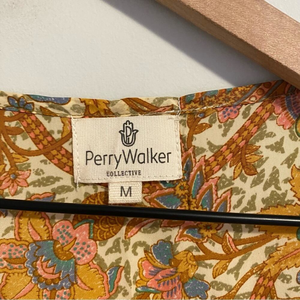 Perry Walker Collective Orange Floral Silk Blend Wrap Mini Dress Medium - Picture 11 of 14
